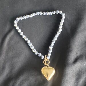 Two tone beaded toggle necklace choker